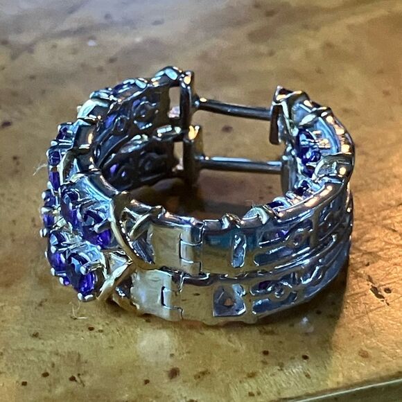 African Amethyst Sterling Silver Hoop Earrings - Picture 10 of 10